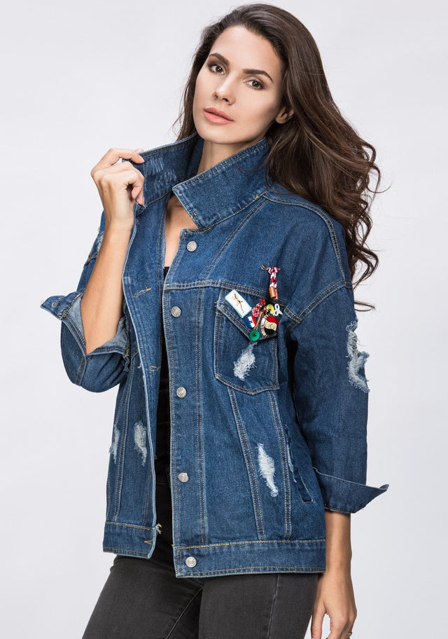 It Style Denim Jacket with Pins