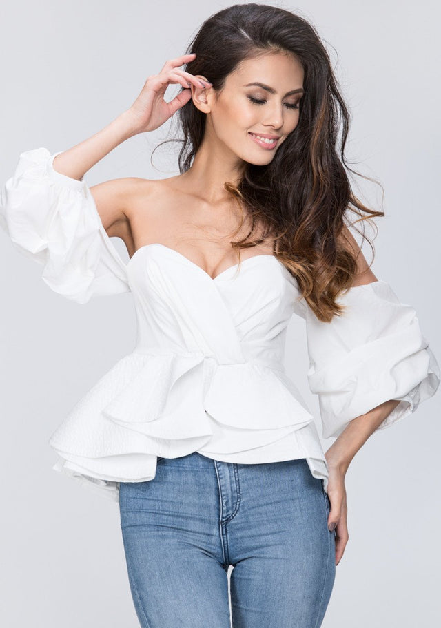 White Off the Shoulder Love Me Too Top