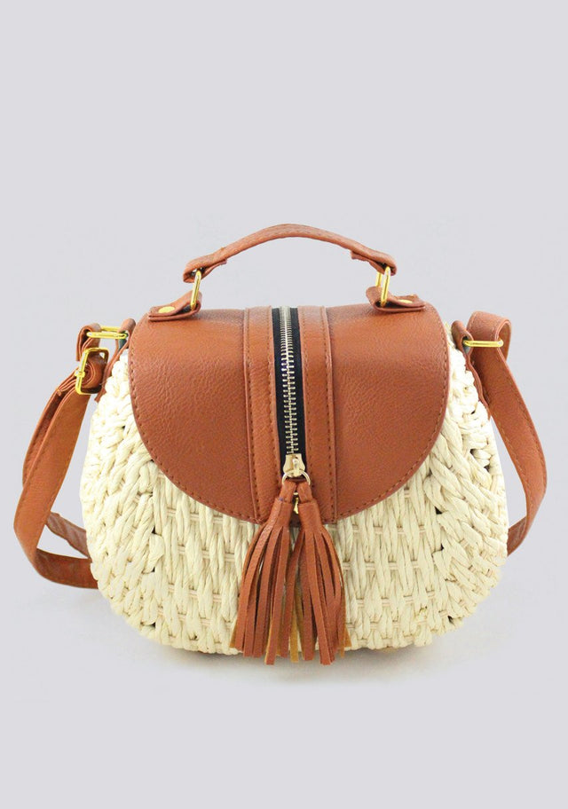 Hobo Basket Tassel Flap Handbag