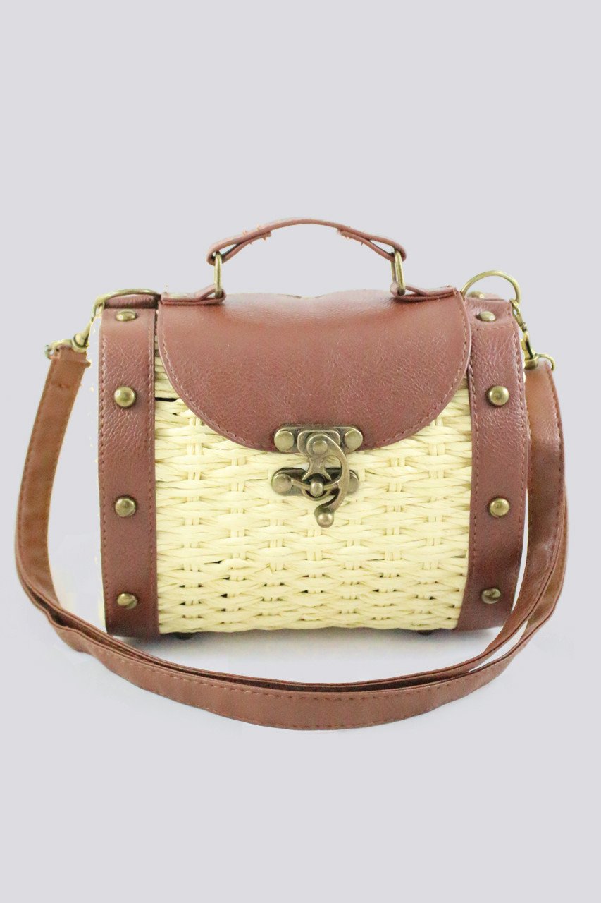 Woven Basket Mini Trunk Crossbody Purse Woven Basket Mini Trunk Crossbody Purse