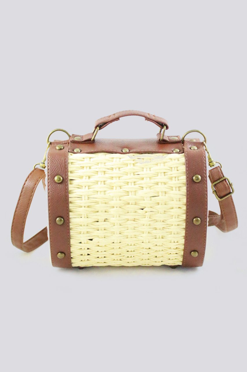 Woven Basket Mini Trunk Crossbody Purse Woven Basket Mini Trunk Crossbody Purse