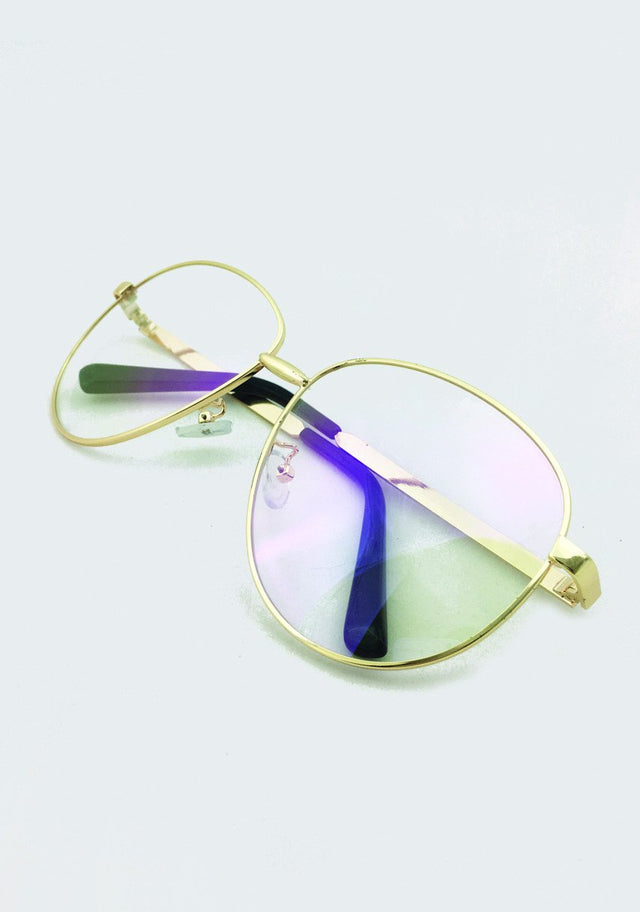 Geeky Aviator Clear Glasses