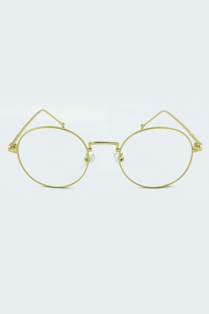 Rawan Bin Hussain - Geeky Gold Rim Round Clear Glasses Rawan Bin Hussain - Geeky Gold Rim Round Clear Glasses