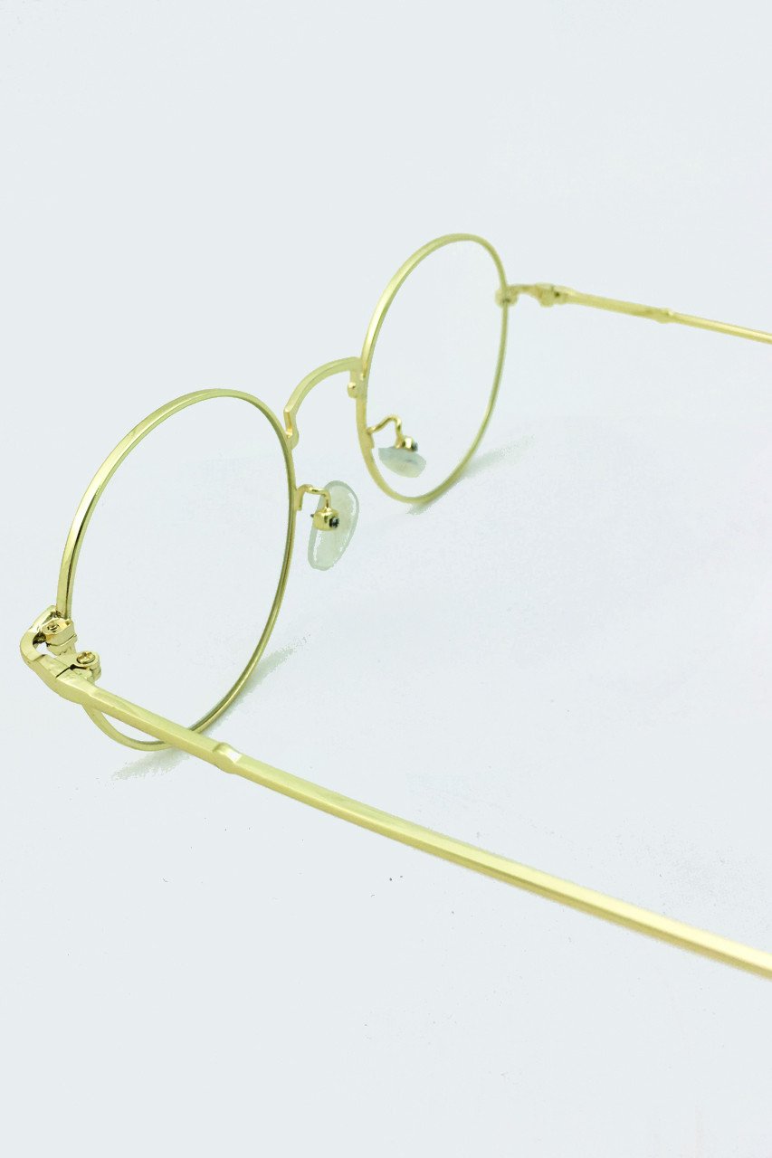 Rawan Bin Hussain - Geeky Gold Rim Round Clear Glasses Rawan Bin Hussain - Geeky Gold Rim Round Clear Glasses