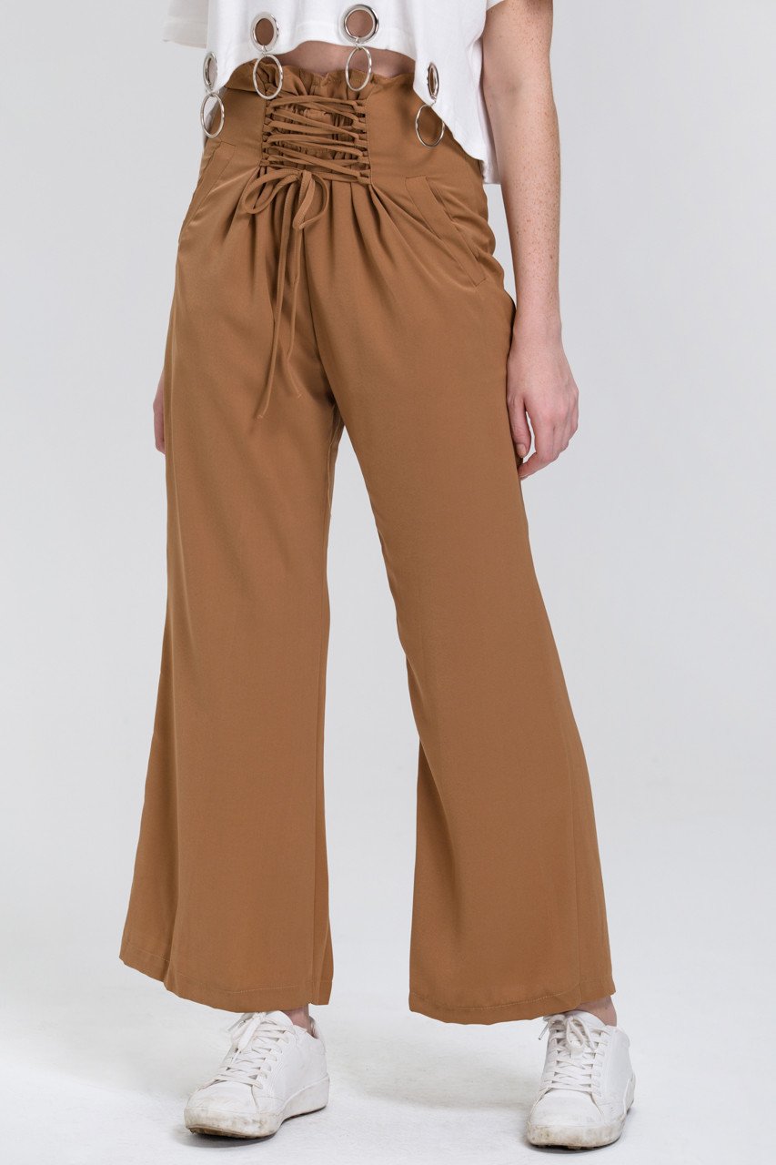 Camel Corset Waist Palazzo Trousers Camel Corset Waist Palazzo Trousers