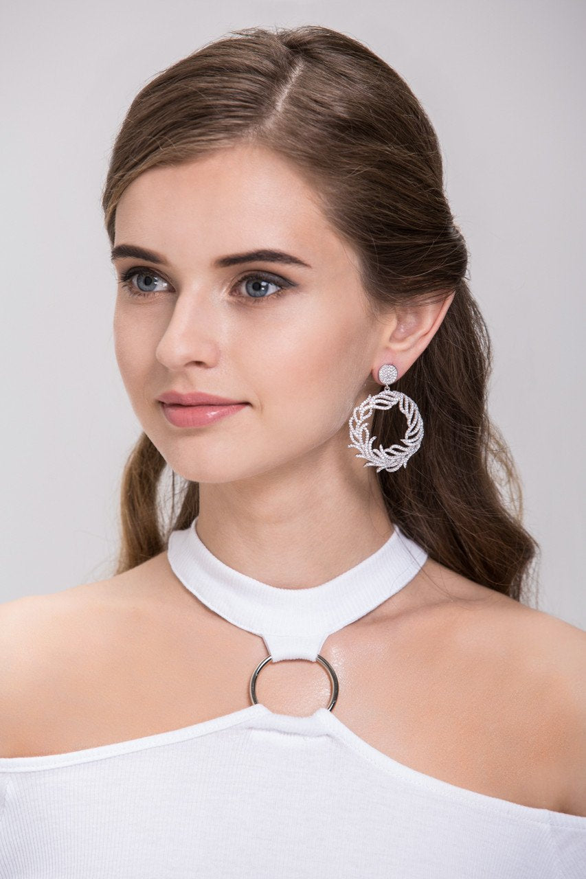 Silver Wreath Diamond Earrings Silver Wreath Diamond Earrings