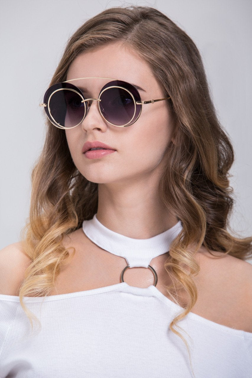 Gold Loop Round Sunglasses Gold Loop Round Sunglasses