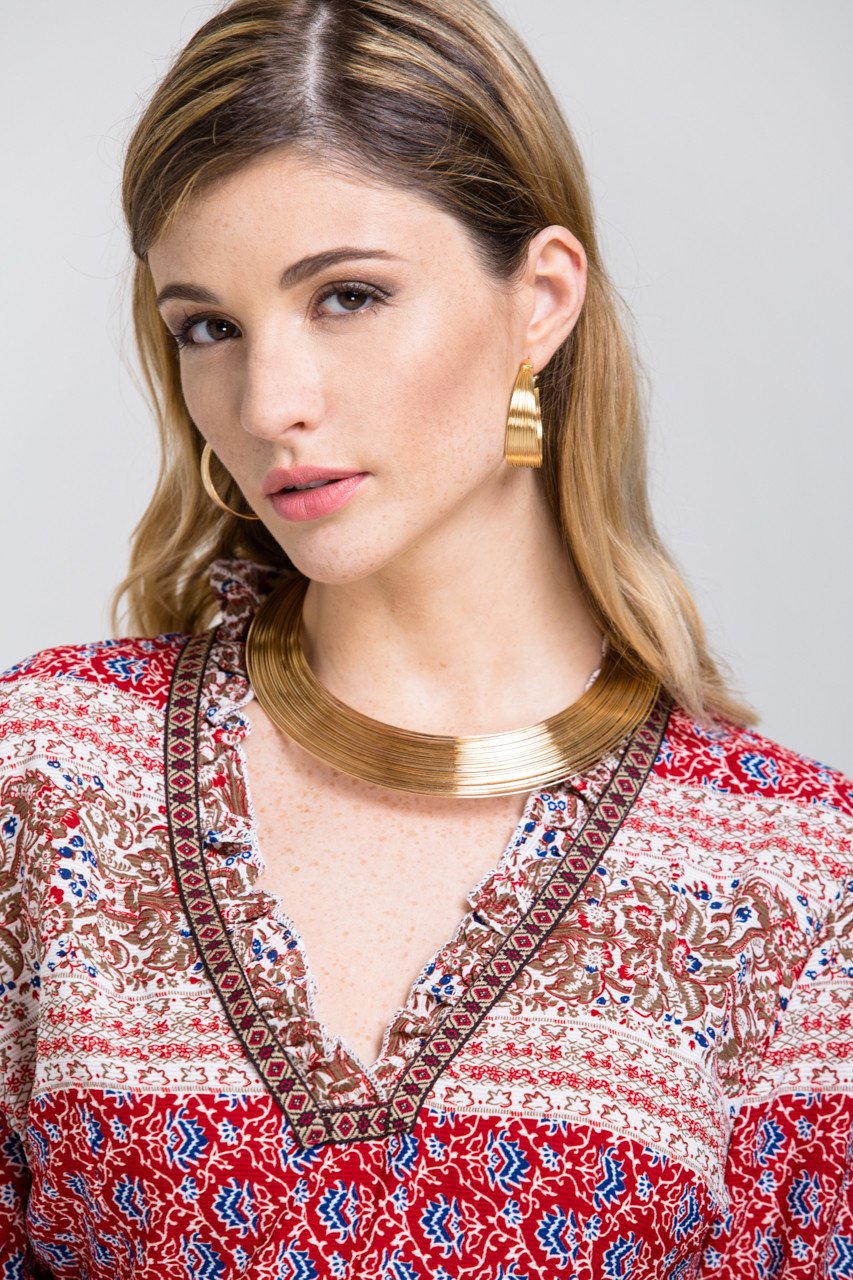 Gold Wire Choker Jewelry 4-piece Set Gold Wire Choker Jewelry 4-piece Set