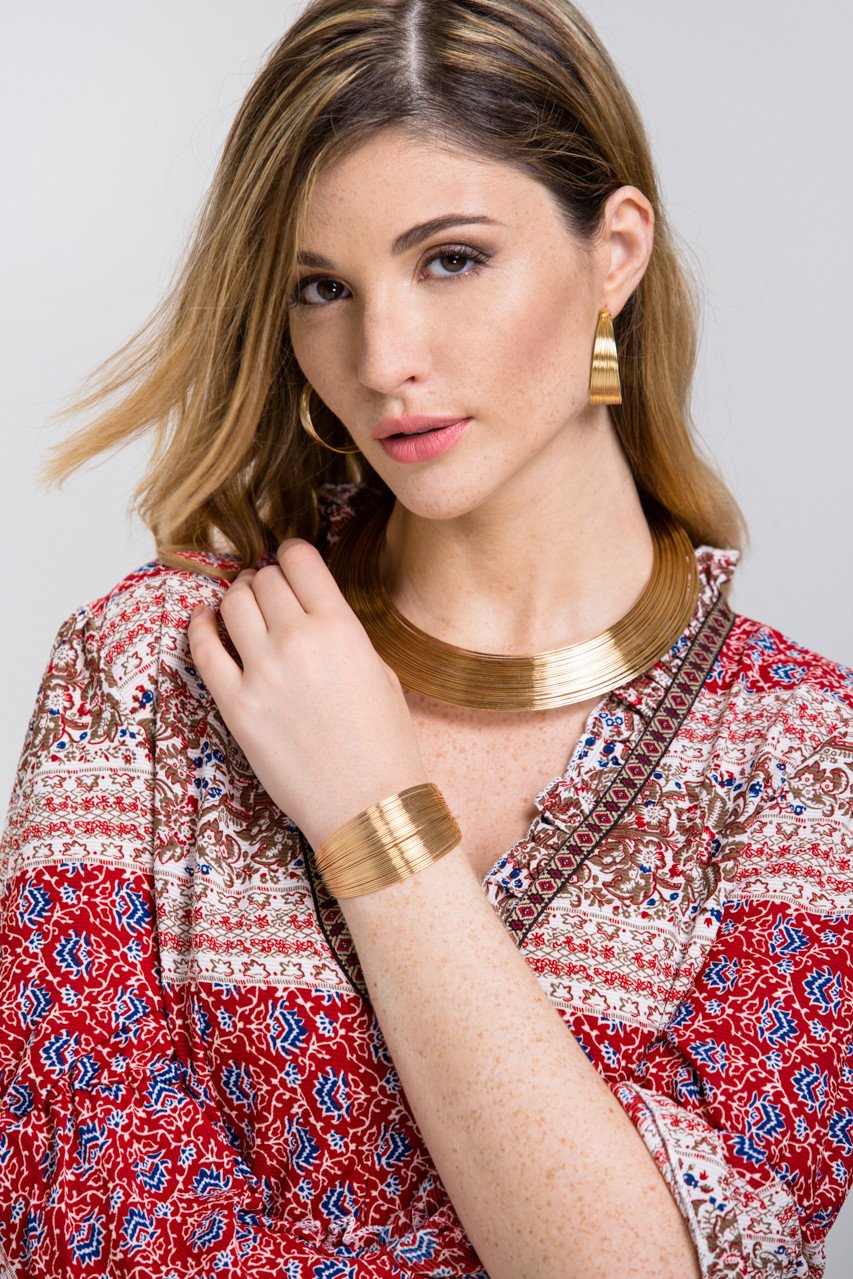 Gold Wire Choker Jewelry 4-piece Set Gold Wire Choker Jewelry 4-piece Set