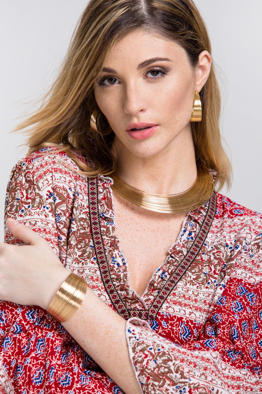 Gold Wire Choker Jewelry 4-piece Set Gold Wire Choker Jewelry 4-piece Set