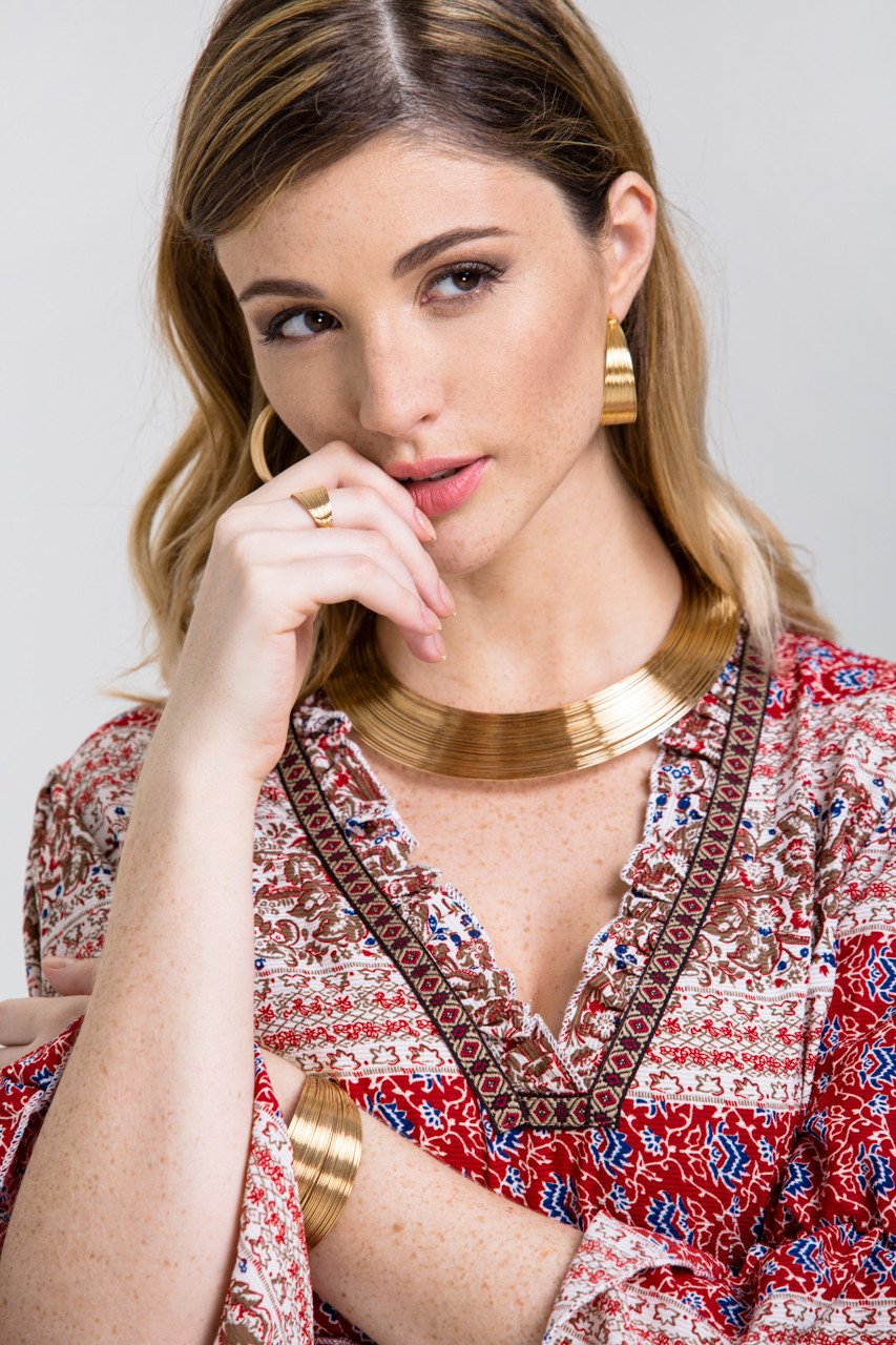 Gold Wire Choker Jewelry 4-piece Set Gold Wire Choker Jewelry 4-piece Set