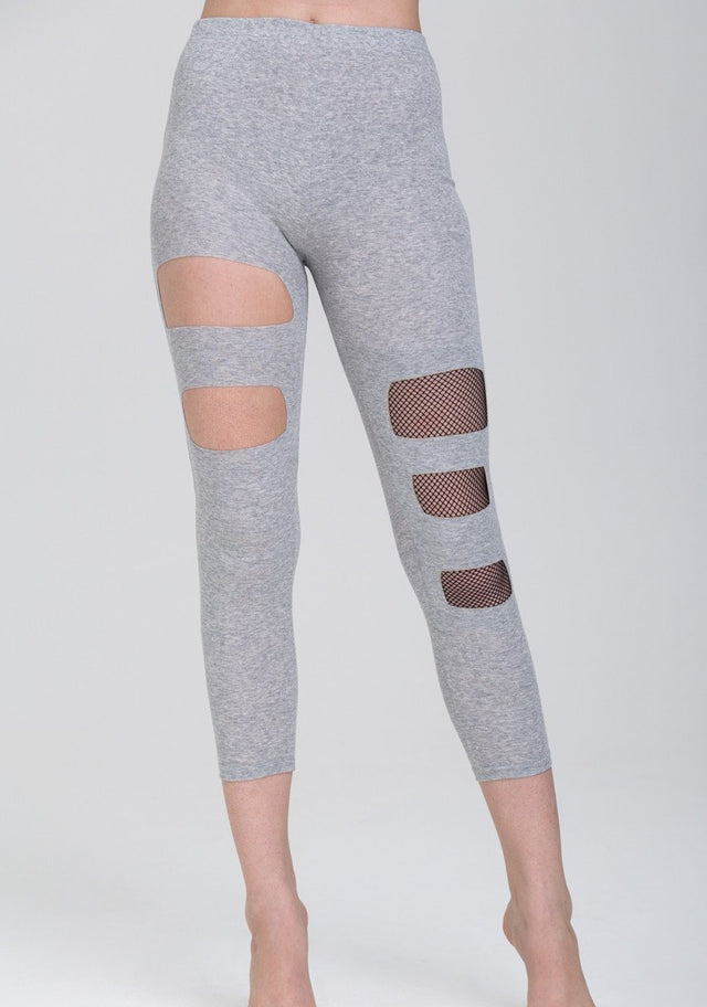Grey Fishnet Cut Out Tights