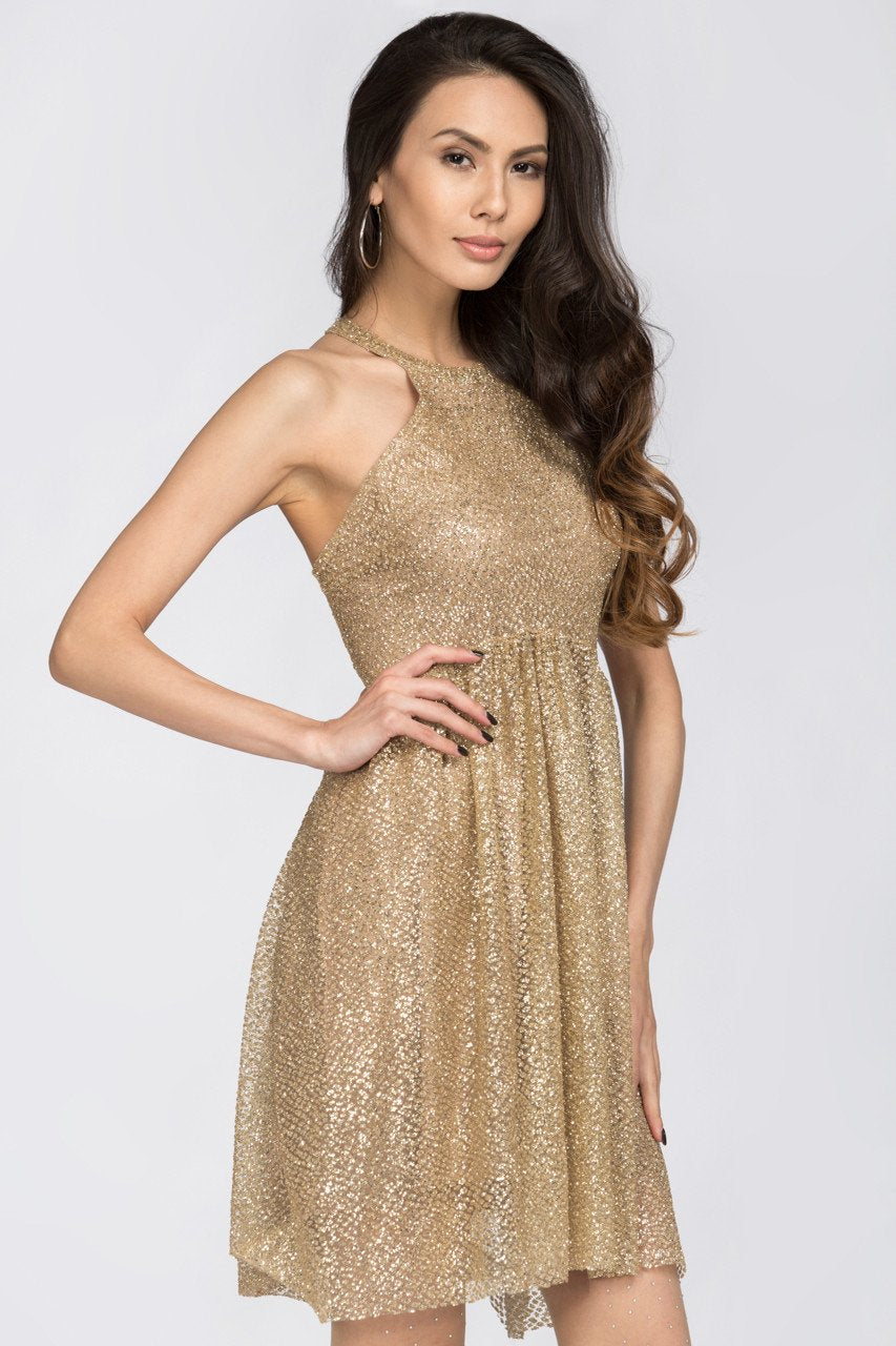 Gold Glitter Halter Midi Dress Gold Glitter Halter Midi Dress