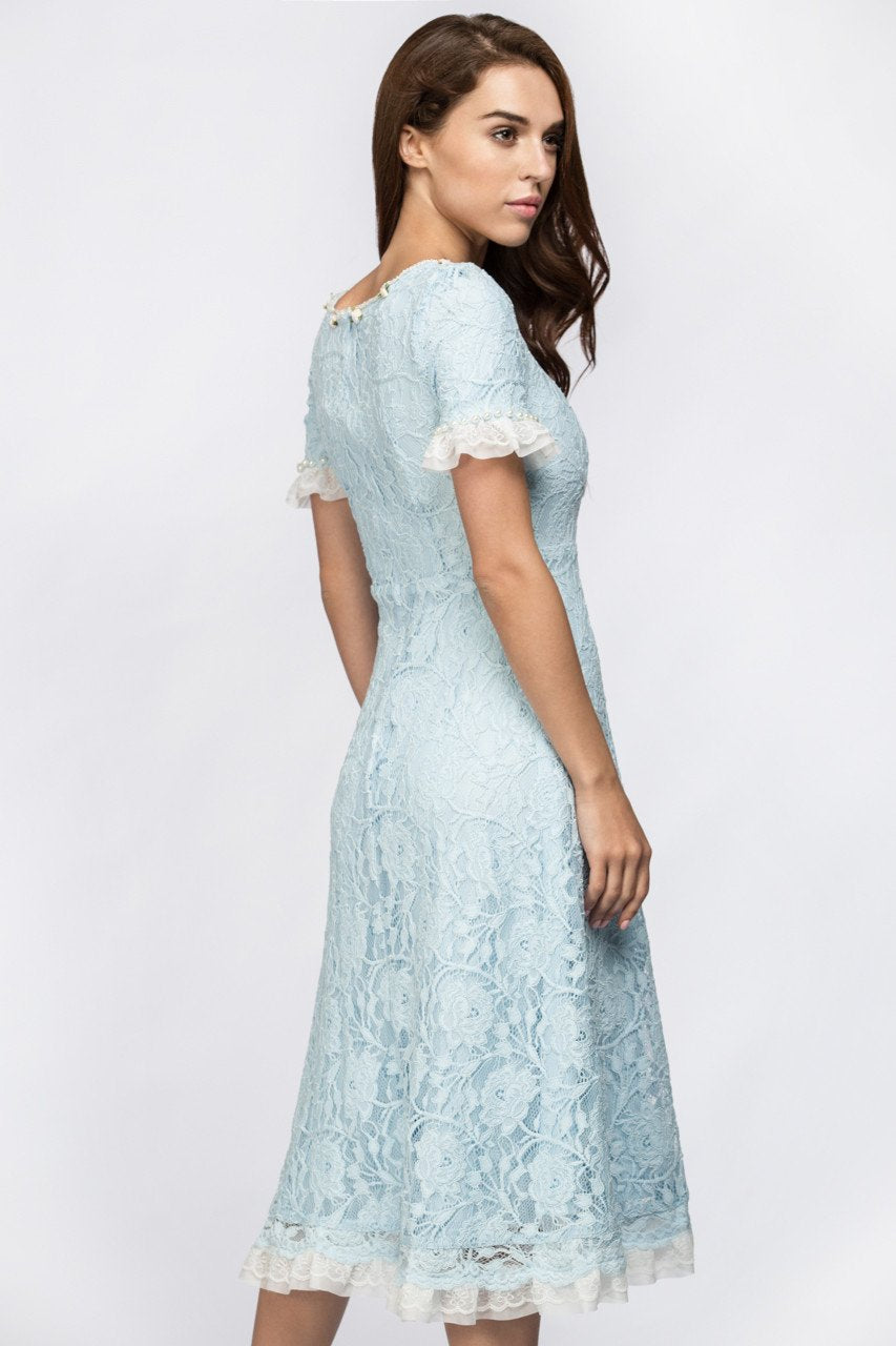 Enchanted Blue Embroidered Princess Midi Dress Enchanted Blue Embroidered Princess Midi Dress