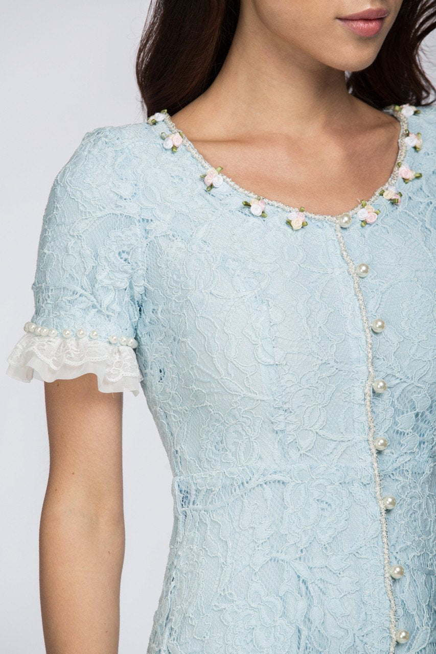 Enchanted Blue Embroidered Princess Midi Dress Enchanted Blue Embroidered Princess Midi Dress