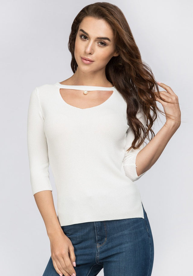 White Pearl Choker Peekaboo Top