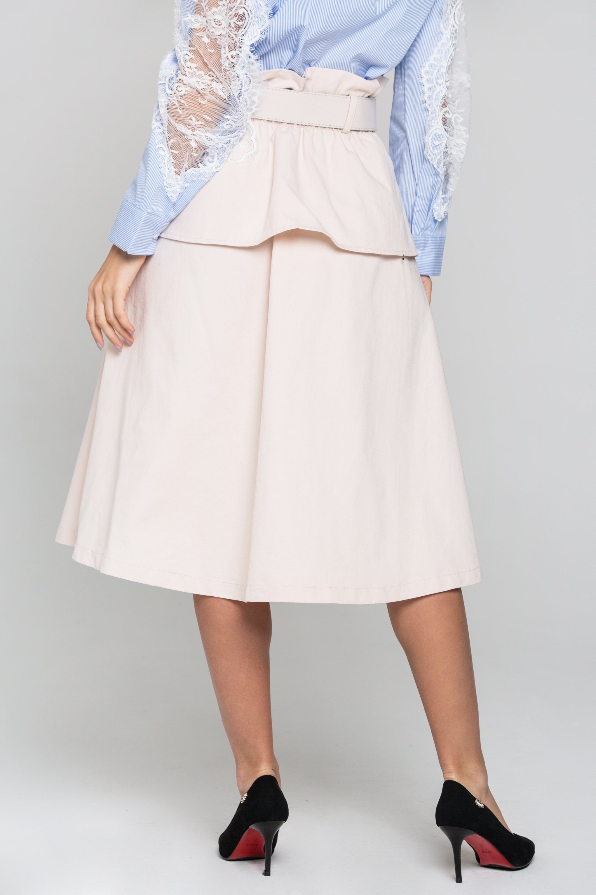 Peach Front Button Belted Skirt Peach Front Button Belted Skirt