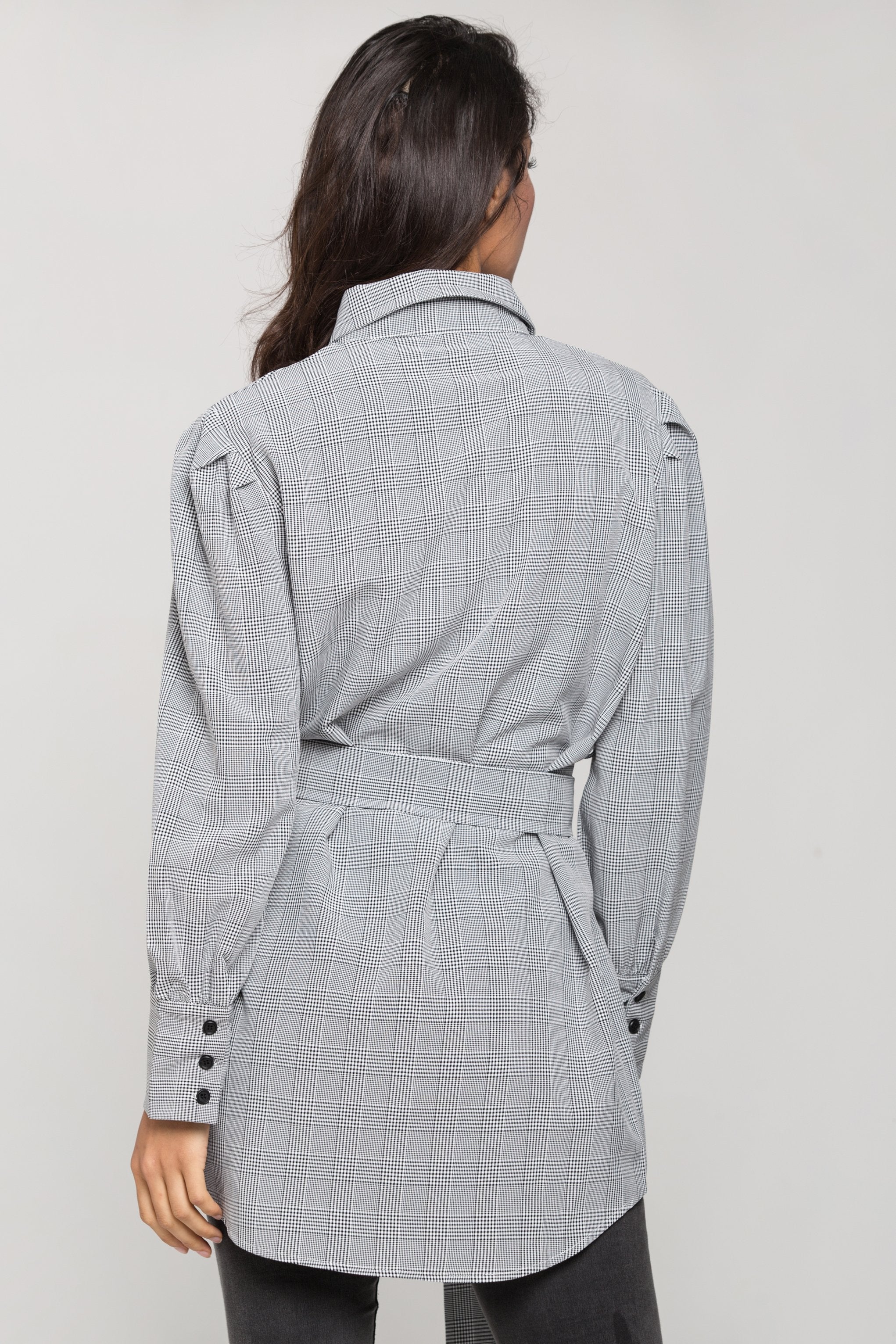 Black and White Glenn Plaid Belted Shirt Dress Black and White Glenn Plaid Belted Shirt Dress