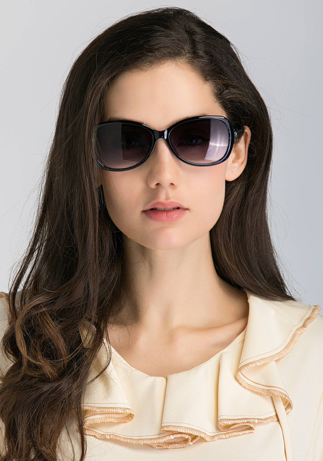 Blue Gradient Lenses Slim Arm Oval Sunglasses