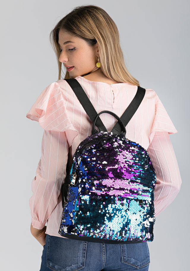 Blue Violet Sequined Mini Backpack
