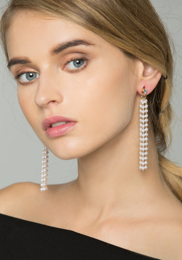 Faux Pearl Waterfall Earrings