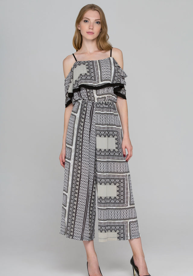 Frame Printed Cold Shoulder Jumpsuit
