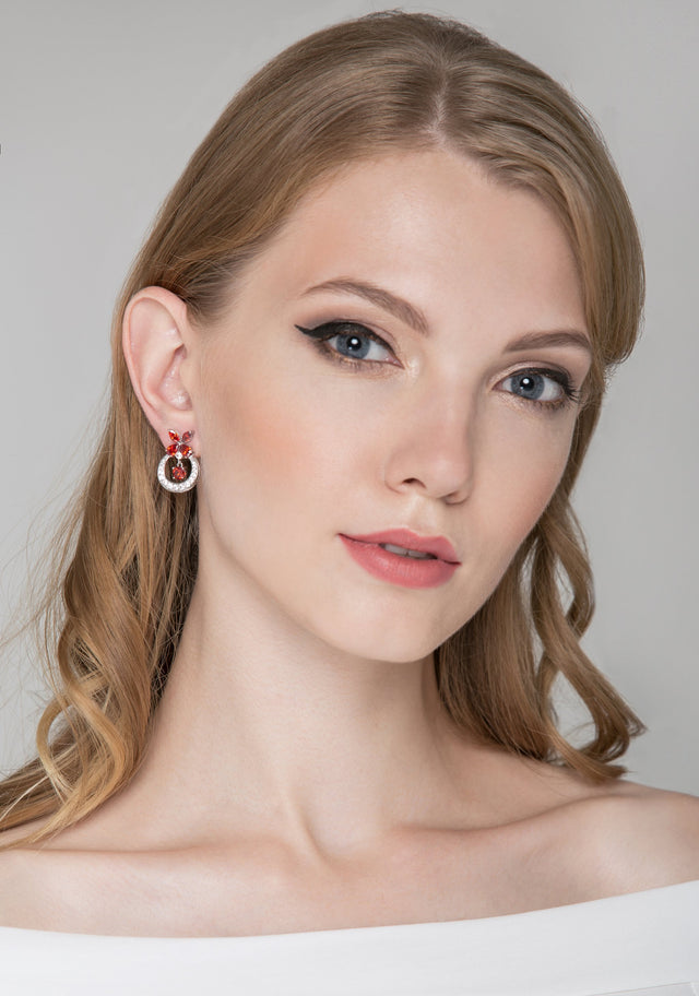 Garnet Moon Butterfly Earrings