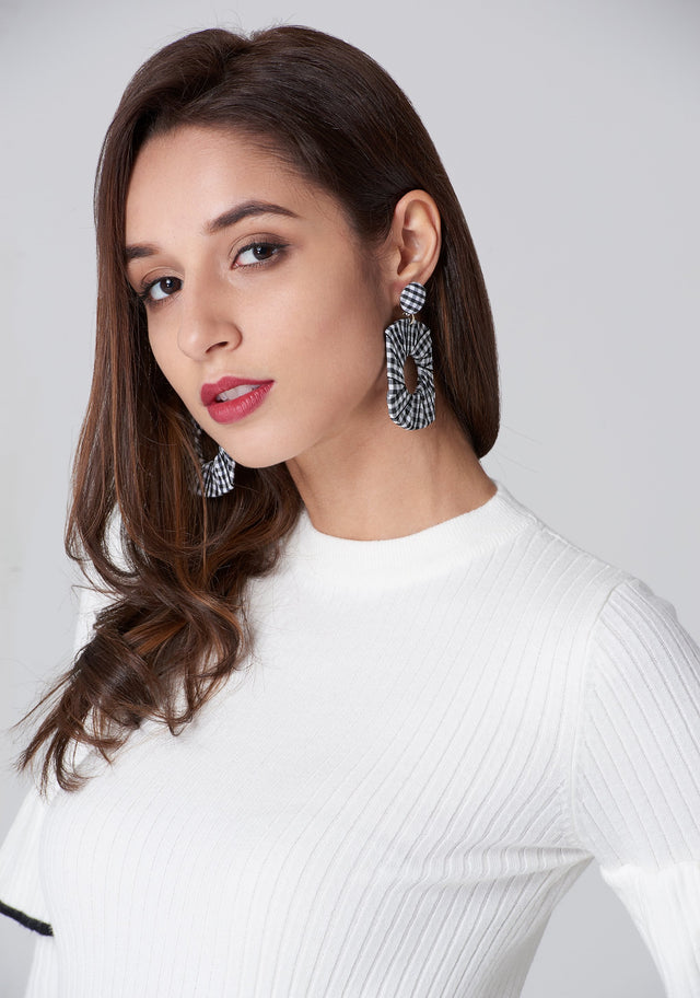 Gingham Square Frame Earrings