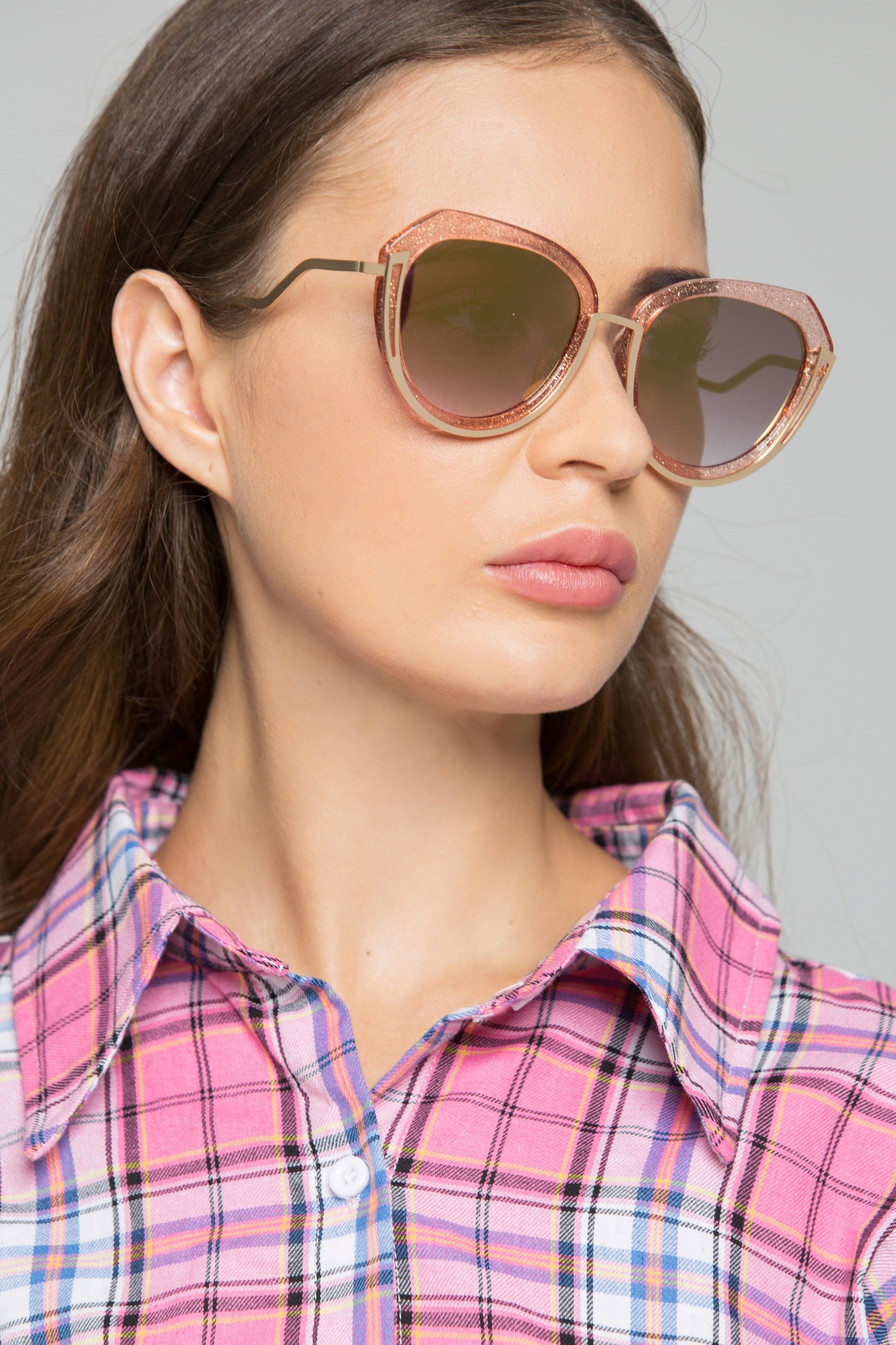 Glitter and Gold Bottom Rim Cat Eye Sunglasses Glitter and Gold Bottom Rim Cat Eye Sunglasses