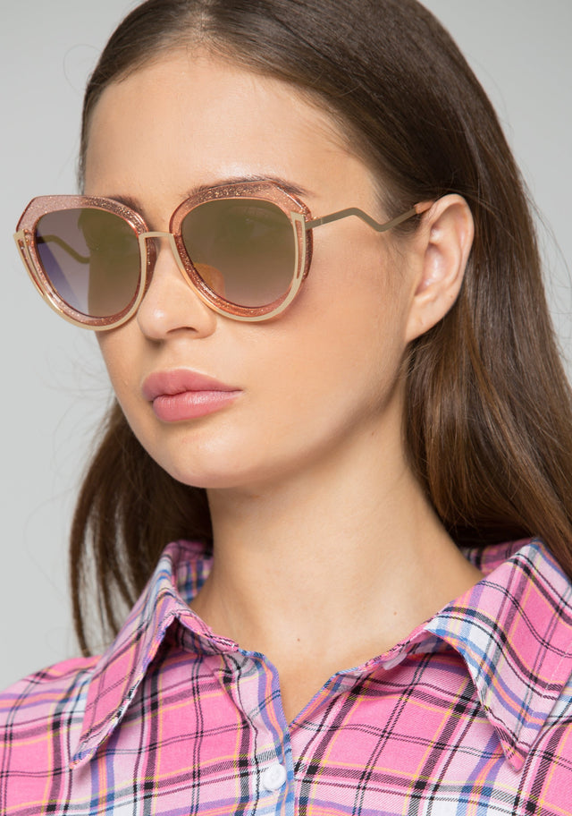 Glitter and Gold Bottom Rim Cat Eye Sunglasses
