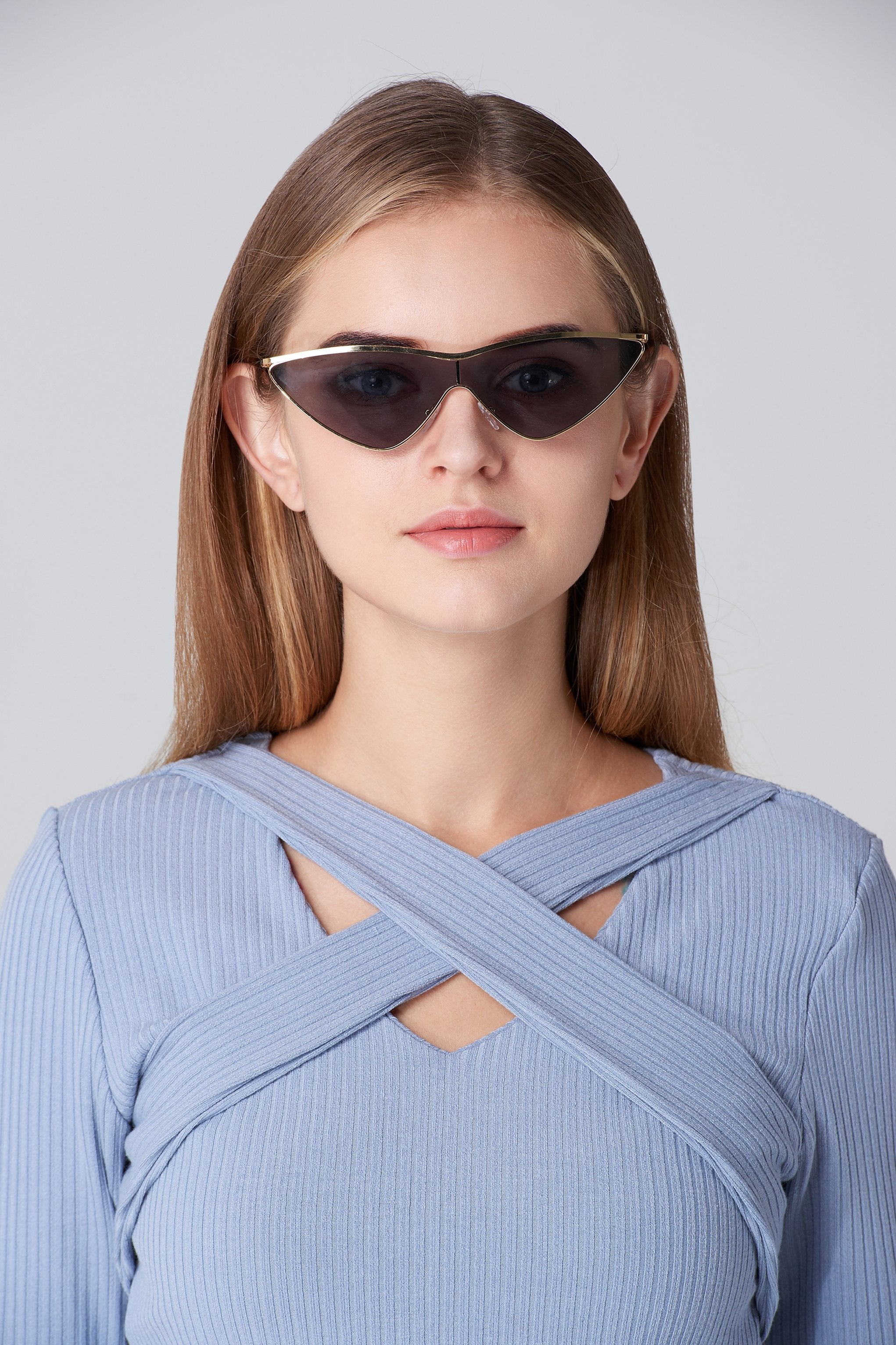 Gold Frame Super Slim Cat Eye Sunglasses Gold Frame Super Slim Cat Eye Sunglasses