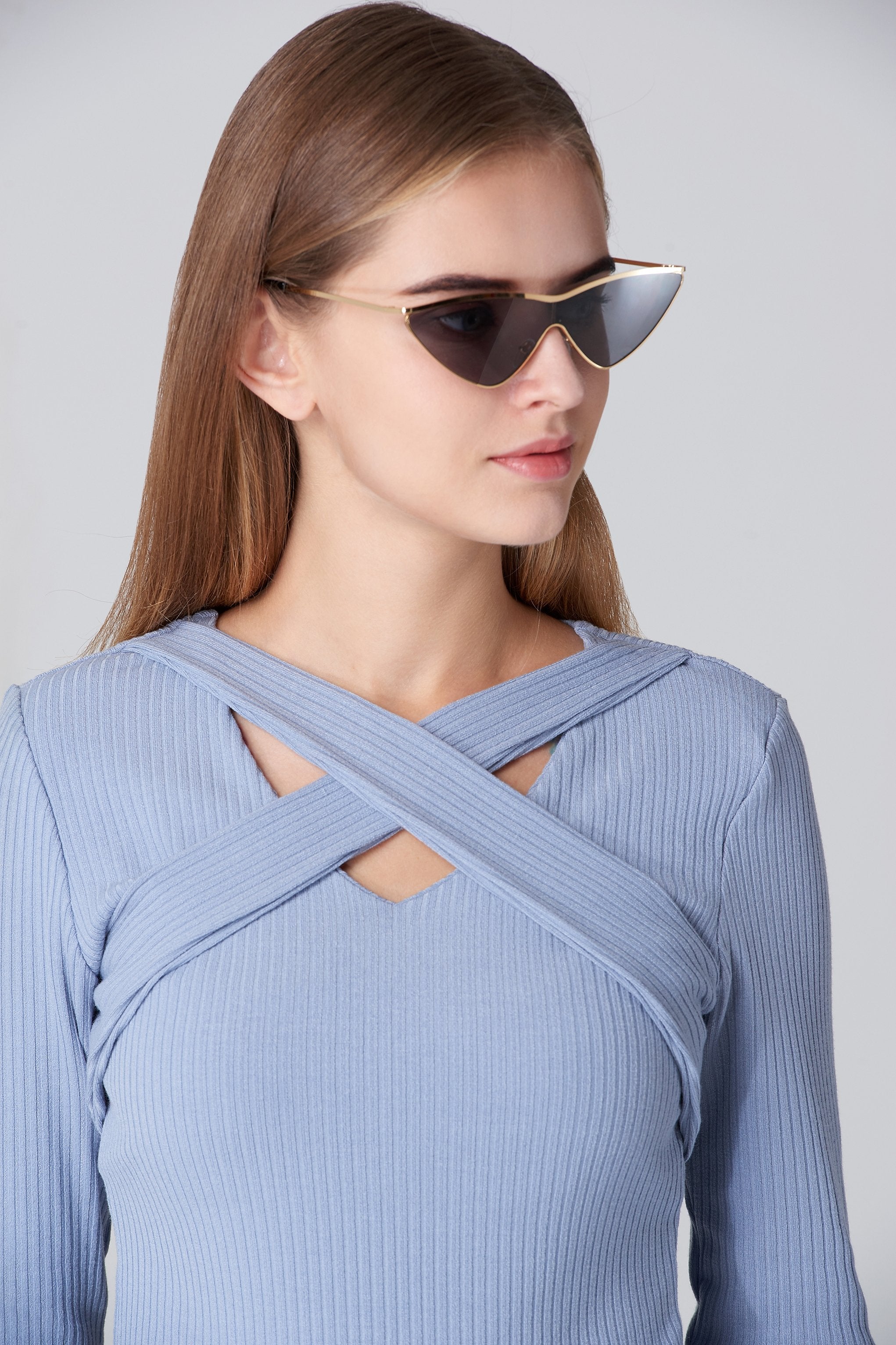 Gold Frame Super Slim Cat Eye Sunglasses Gold Frame Super Slim Cat Eye Sunglasses