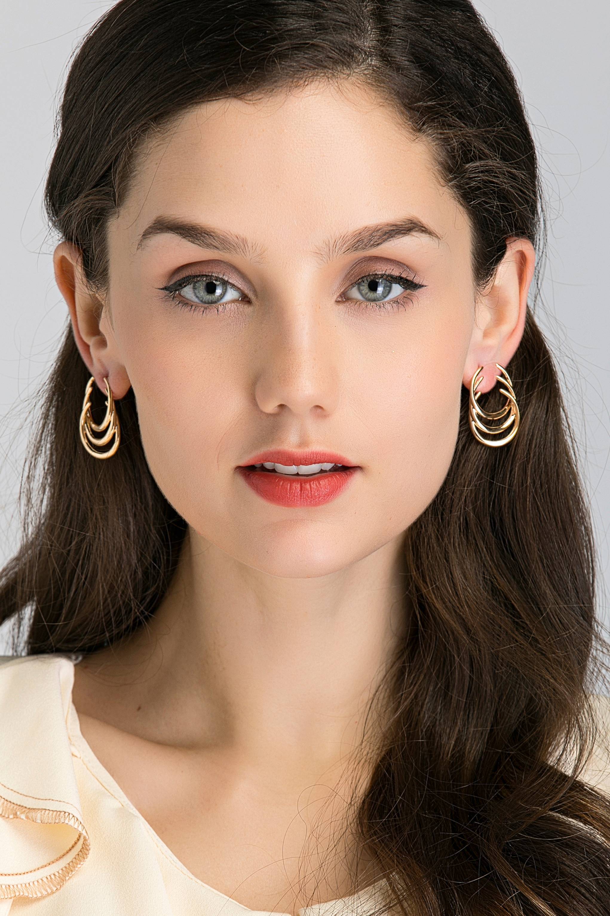 Gold Plated Triple Spiral Hoop Earrings Gold Plated Triple Spiral Hoop Earrings