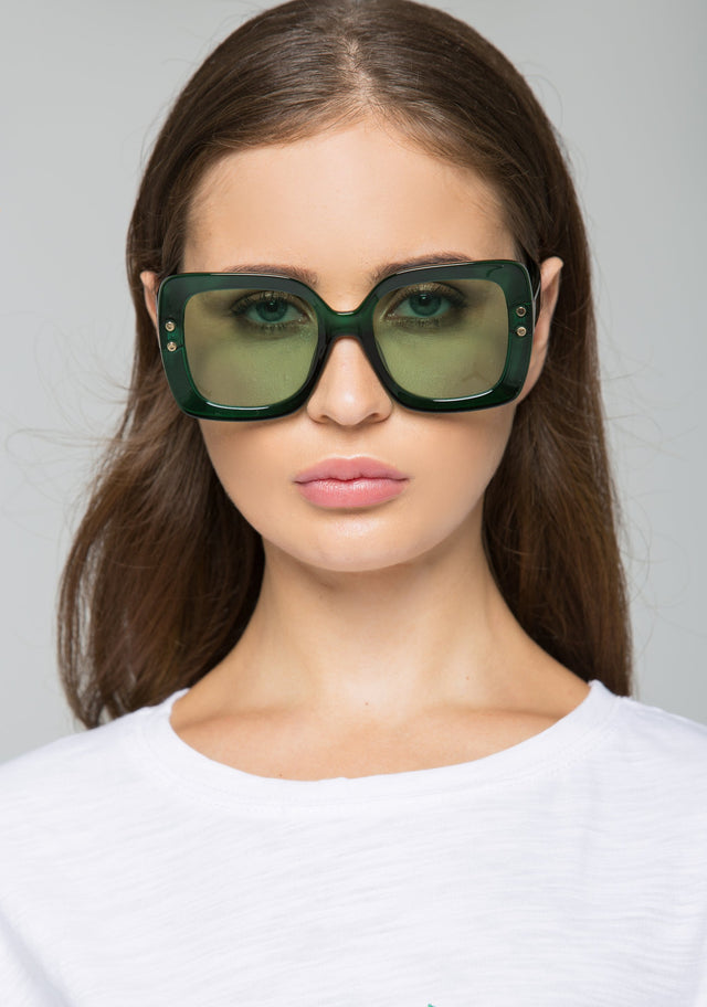 Green Chunky Square Sunglasses