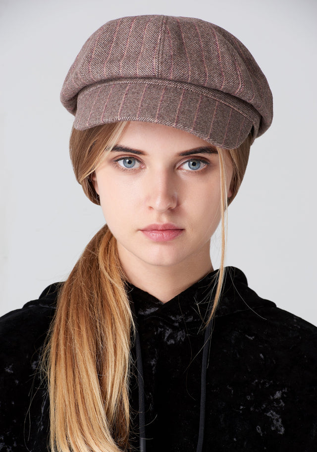 Grey Plaid News Boy Beret Hat