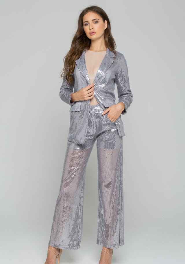 Grey Sequined Pantsuit