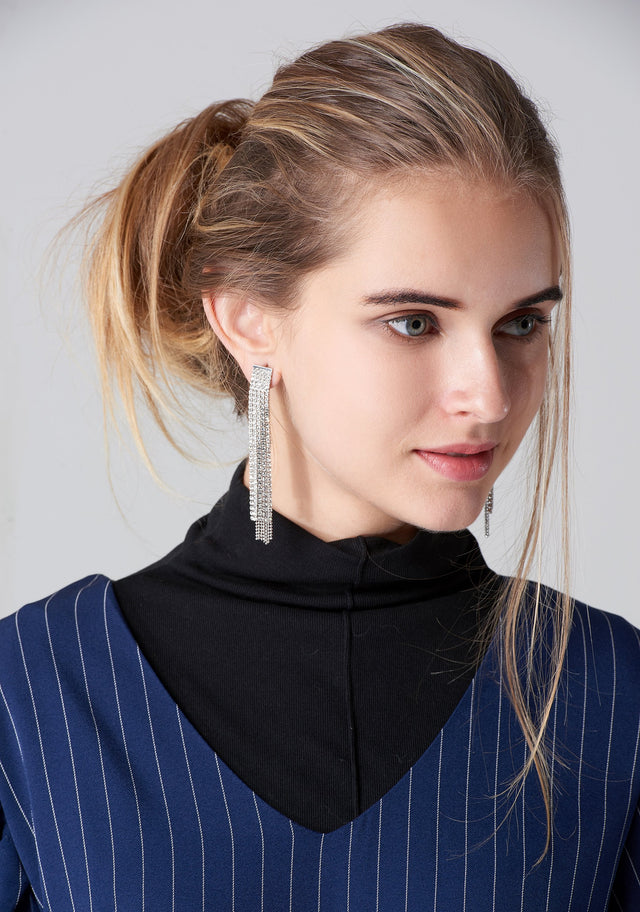 Long Studded Tassel Earrings