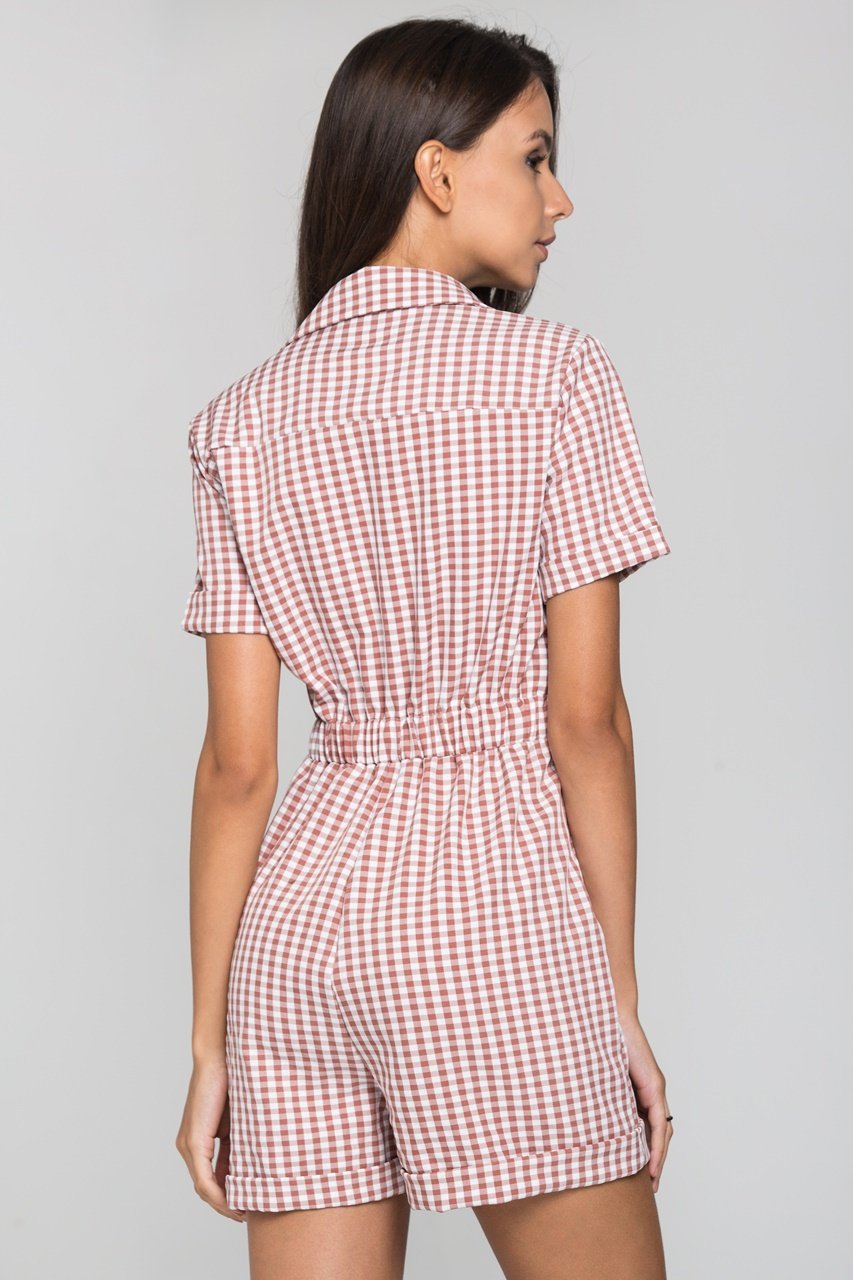Mauve Gingham Button Up Playsuit Mauve Gingham Button Up Playsuit