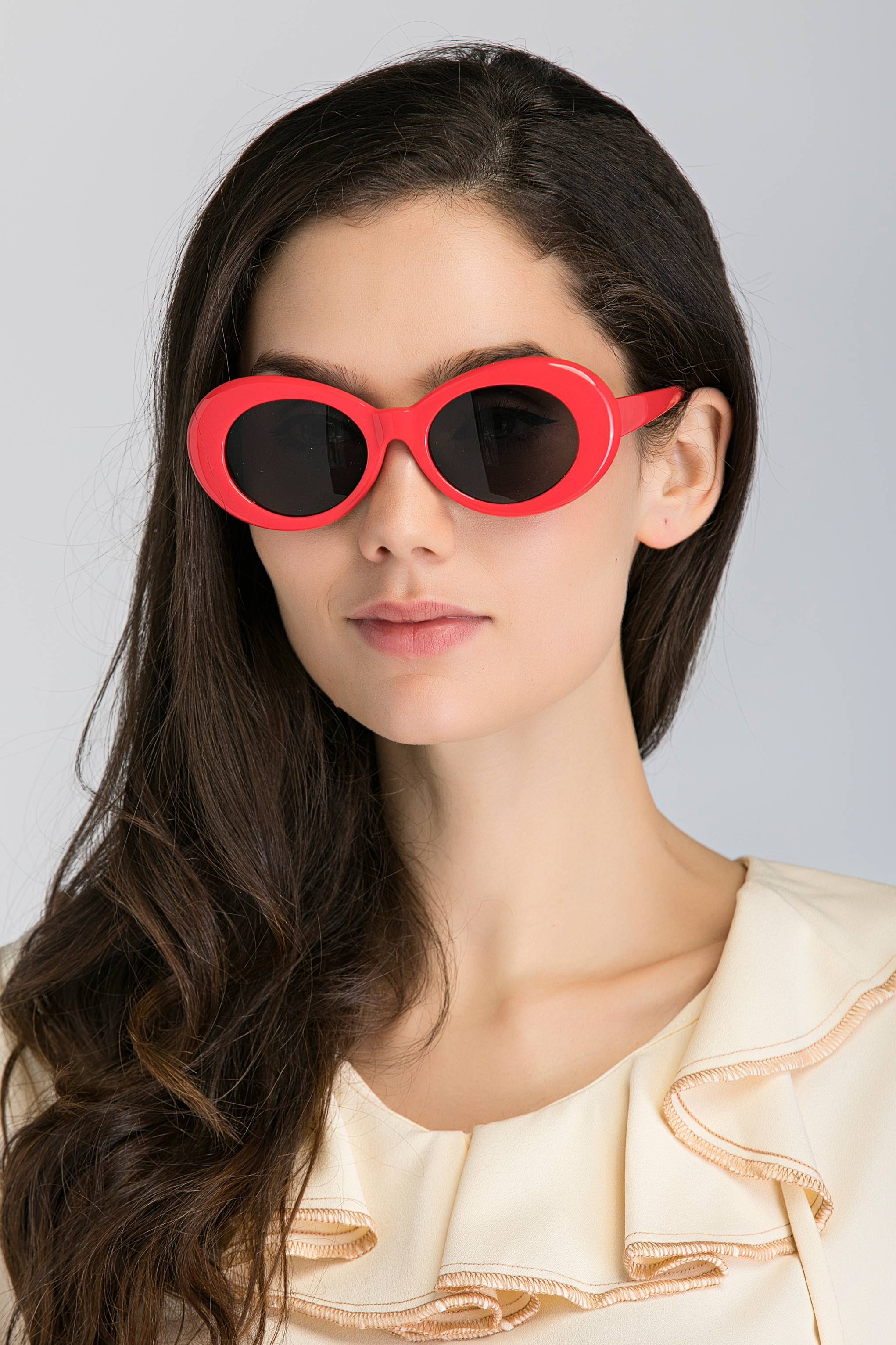 Red Round Slim Cat Eye Sunglasses Red Round Slim Cat Eye Sunglasses