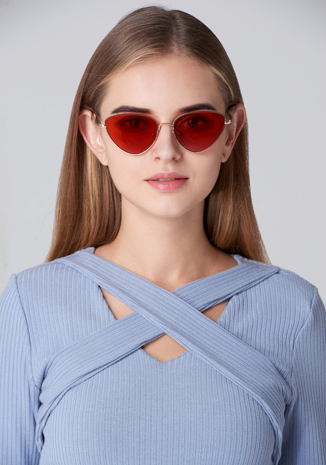 Red and Gold Cat Eye Sunglasses