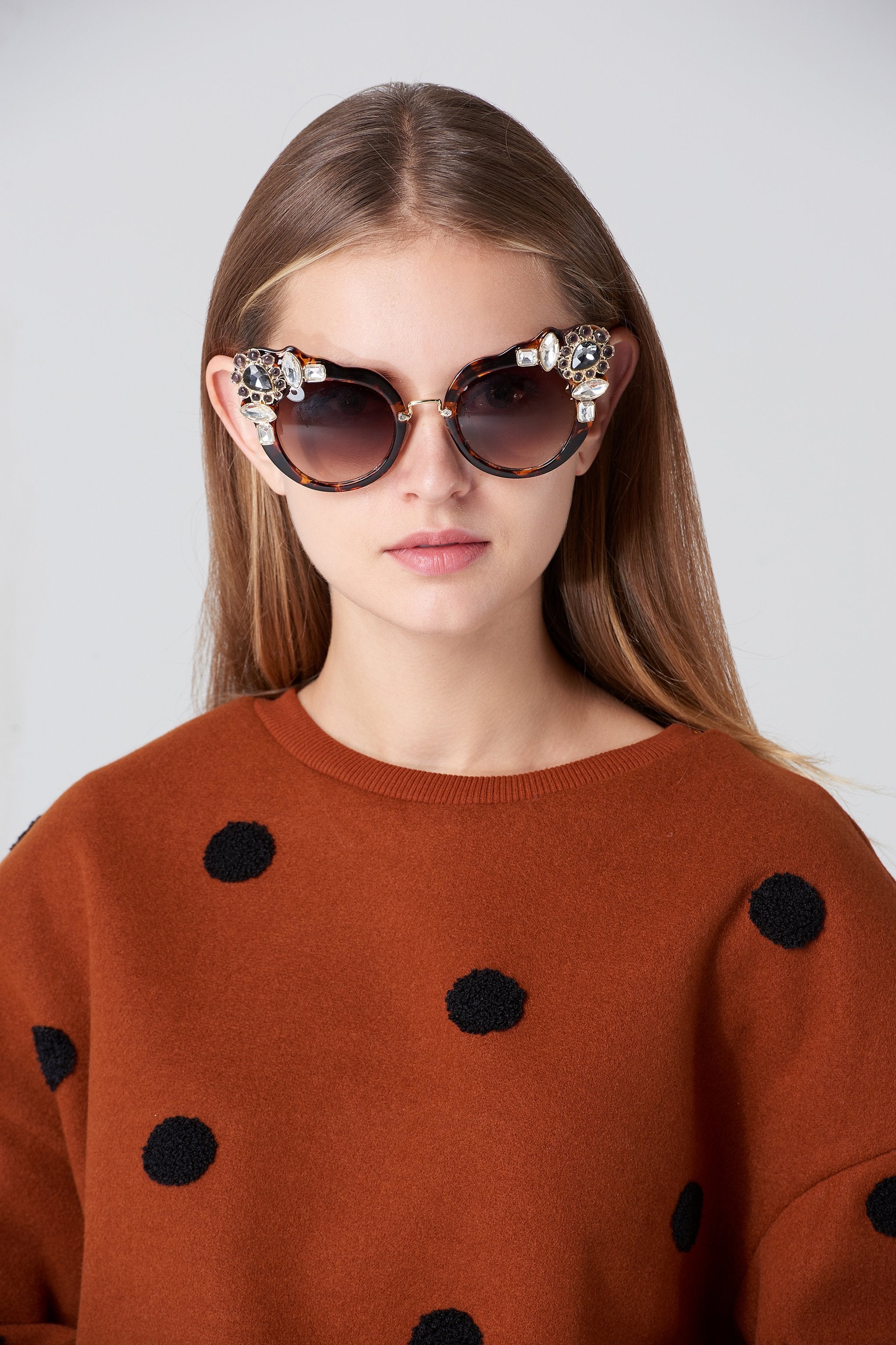 Tortoise Jewel Tip Sunglasses Tortoise Jewel Tip Sunglasses