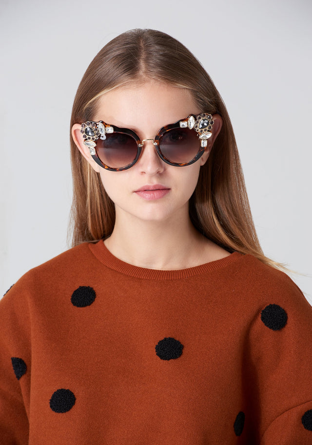 Tortoise Jewel Tip Sunglasses