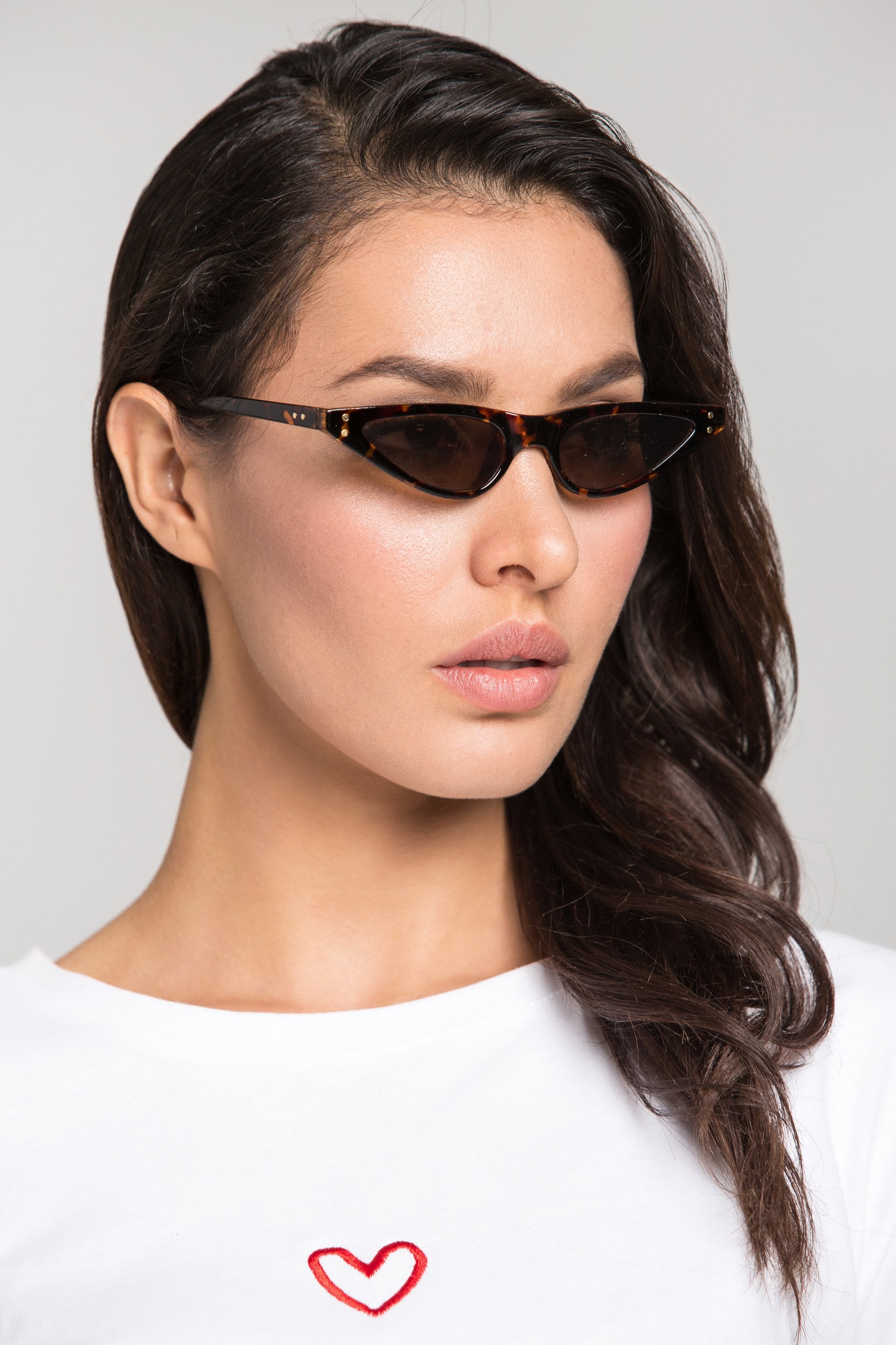 Tortoise Super Slim Cat Eye Sunglasses Tortoise Super Slim Cat Eye Sunglasses