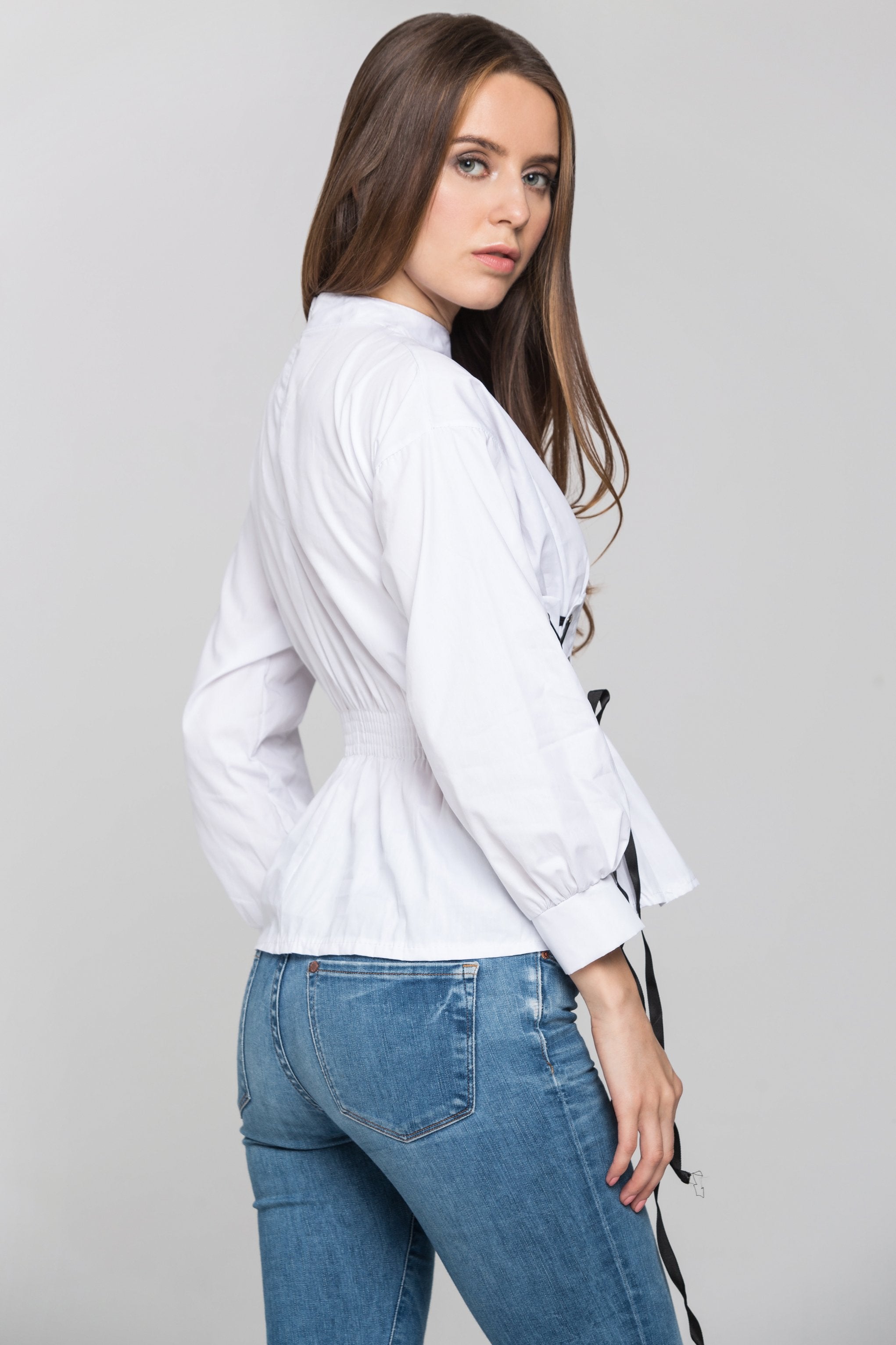 White Double Corset Waist Top White Double Corset Waist Top