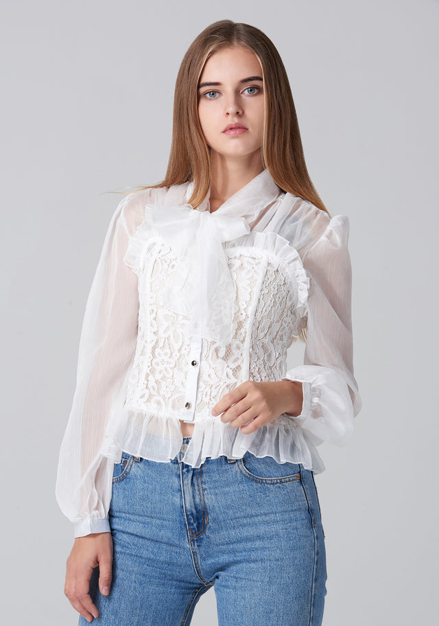 White Lace Burlesque Top
