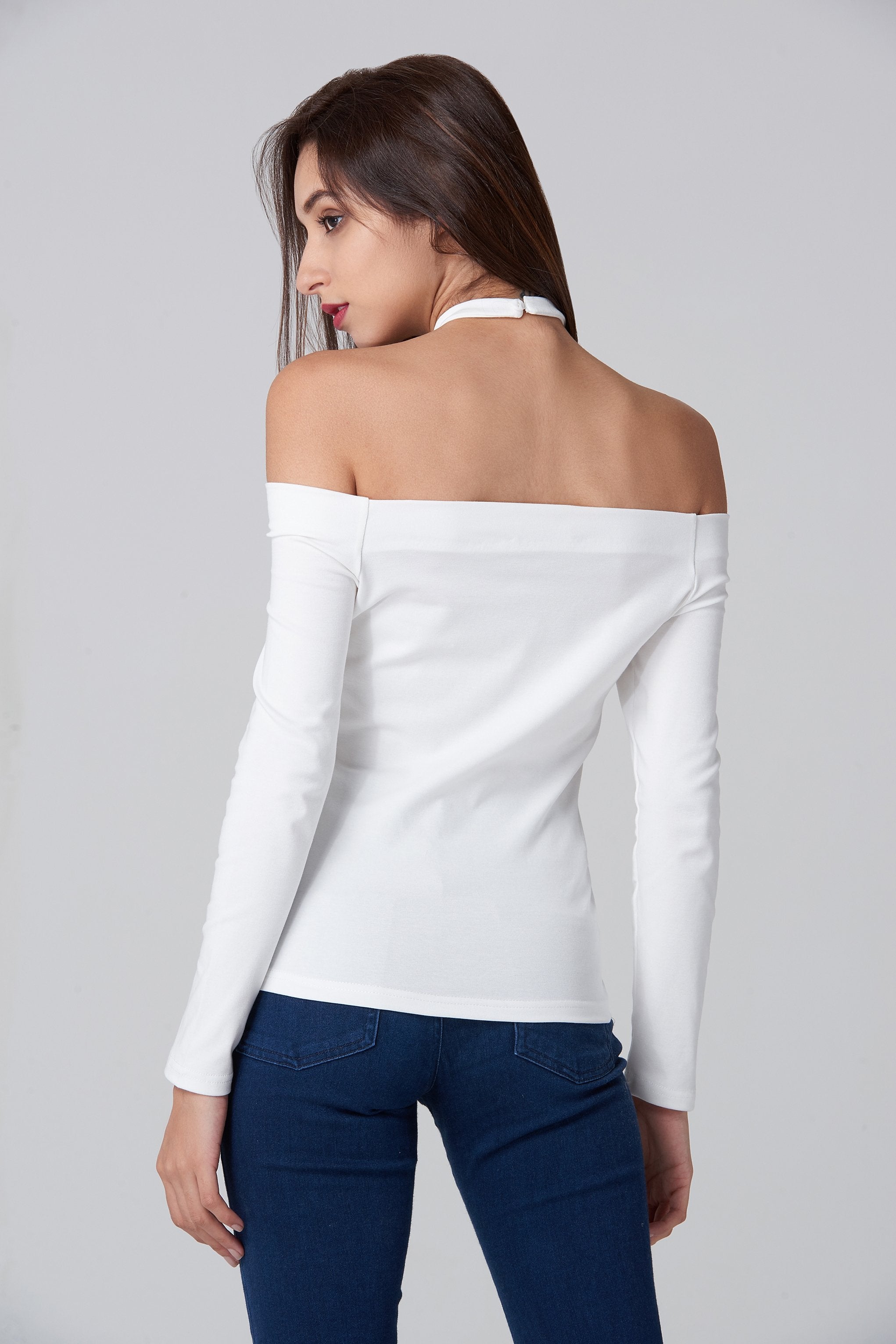 White Off the Shoulder Prism Choker Top White Off the Shoulder Prism Choker Top