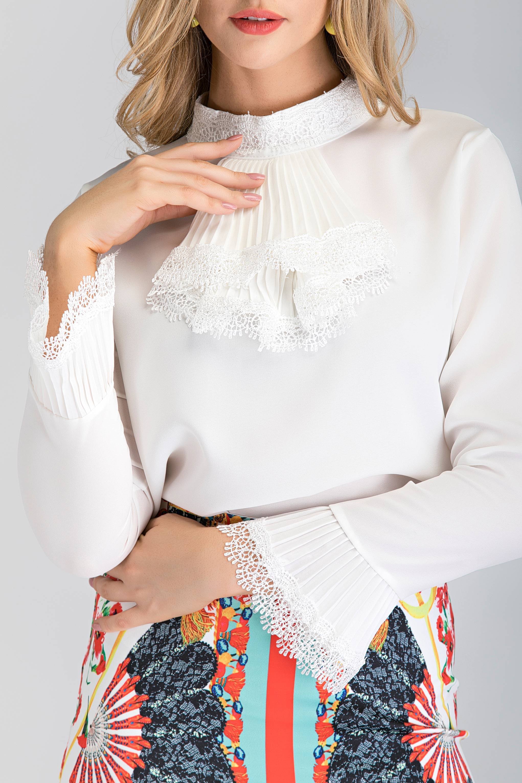 White Pleated Gabot Top and Printed Pencil Skirt Set White Pleated Gabot Top and Printed Pencil Skirt Set