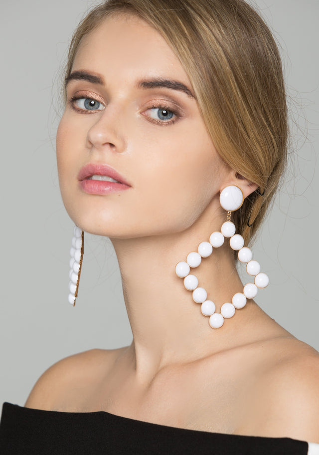 White Square Acrylic Studs Earrings
