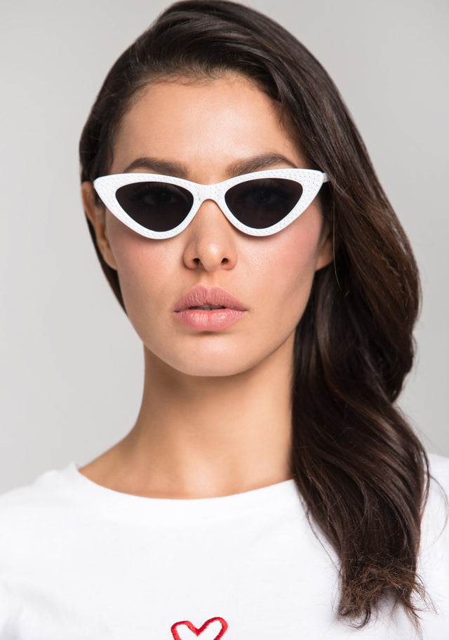 White Studded Cat Eye Sunglasses