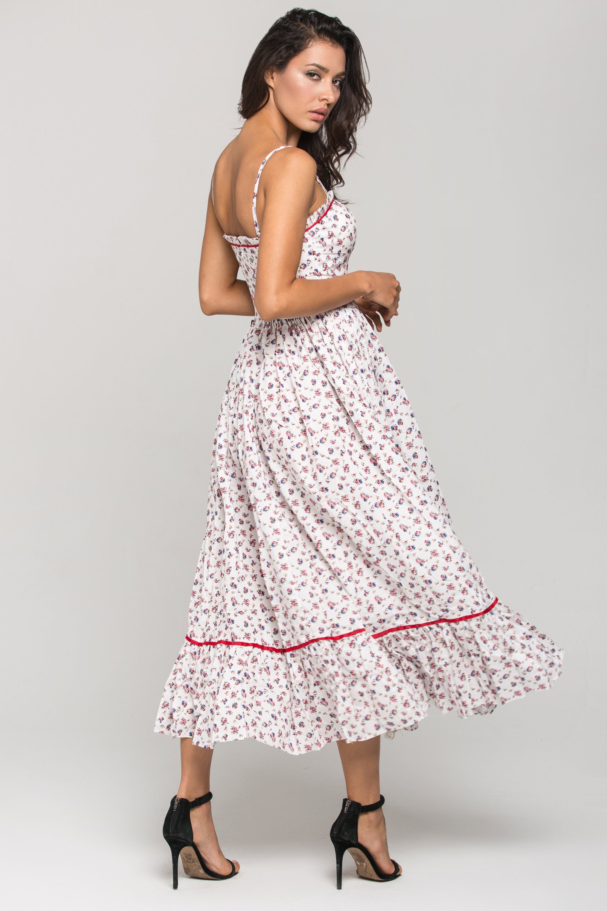 White Vintage Rose Print Maxi Dress White Vintage Rose Print Maxi Dress